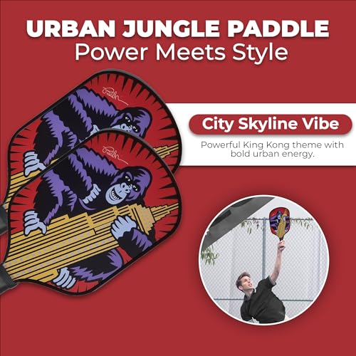 Pop Art Paddles Carbon Fiber Pickleball Paddles, Textured Honeycomb Core Pickleball Racket with Cushion Grip, Designed for Control and Balance by Legendary Pop Artist Burton Morris (Red)