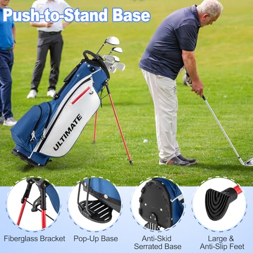 Tangkula 10 Pieces Men's Complete Golf Clubs Set Right Hand, Includes 460cc Alloy #1 Driver & #3 Fairway Wood & #4 Hybrid & #6/#7/#8/#9/#P Irons & Putter, Golf Club Set,Blue