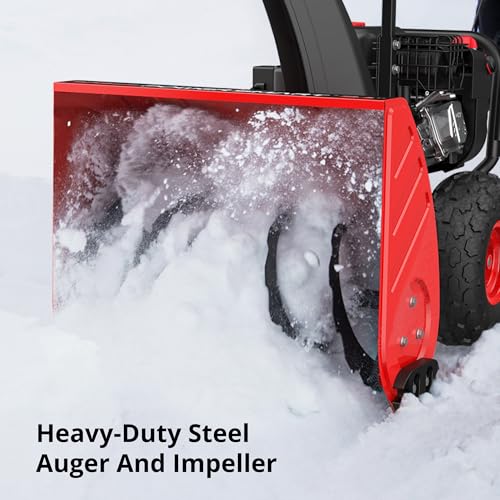 PowerSmart 24-Inch Self-Propelled Gas Snow Blower, Powered by B&S 208cc Engine, Electric Start, 13-Inch Snow Tires, Handle Warmer, Two-Stage Snow Blowers with LED Lights