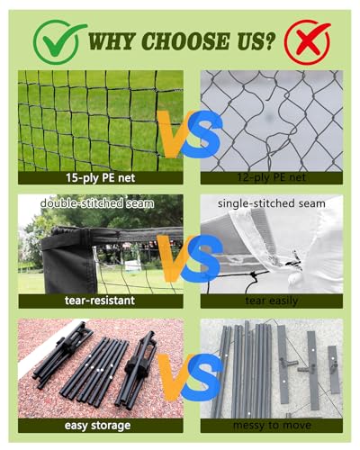 NQV Pickleball Set with Net - 10FT Half Court Size Net+2 Wood Paddles+4 Balls+1 Bag, Pickleball Kit Portable Outdoor Driveway Indoor for Adults Kids Family Beginners