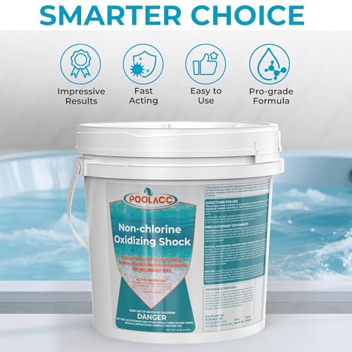POOLACC Non-Chlorine Spa Shock for Hot Tub - 5 lbs, Chlorine-Free Shock Oxidizer Treatment for Hot Tubs, Spas and Swimming Pools, Fast Acting, Quick Dissolving Oxidizing Shock for Crystal Clear Water