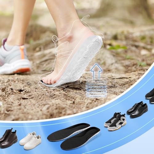 StepTastic Insoles for Men and Women, 4D Cloud Shoe Inserts for Pain Relief, Trimmable Memory Foam Insoles for Long Standing & Hiking, Cushioning Insoles to Enhance Comfort (Black, M 5-6.5/W 7-8.5)