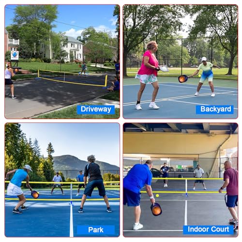 Zdgao Portable Pickleball Set with Net for Driveway with 4 Pickle Balls, 22FT Pickleball Net Regulation Size with Carrying Bag and Weather Resistance Strong Steel Frame