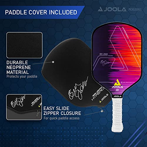 JOOLA Ben Johns Hyperion Pickleball Paddle - Carbon Surface, Elongated Handle, Polypropylene Core, Custom Cover