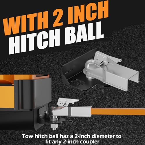 Upgraded Zero Turn Lawn Mower Hitch with 2" Hitch Ball & Hitch Pin, 6mm Thicker Heavy Duty Steel Bolt On Trailer Hitch, Compatible with Many Models Lawn Mower, Tractor, Trailer, Golf Cart, ATV Etc.