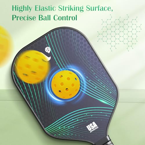 Pickleball Paddles Set of 2, 2026 USAPA Approved Fiberglass Pickle Ball Paddles with 4 Pickle Balls, Durable &Lightweight Racket for Beginners, Pros, Men, Women, Adults, Kids