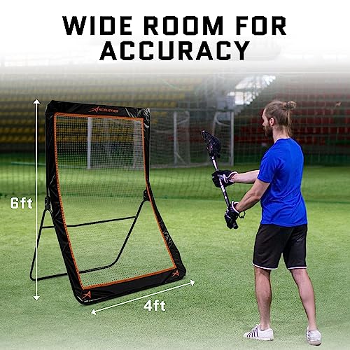 ACELETIQS Lacrosse Rebounder for Backyard 4x6 Feet Baseball Rebounder Volleyball Rebounder - Lacrosse Ball Pitchback, Throwback, Bounce Back Training Wall [Carry Bag Included]