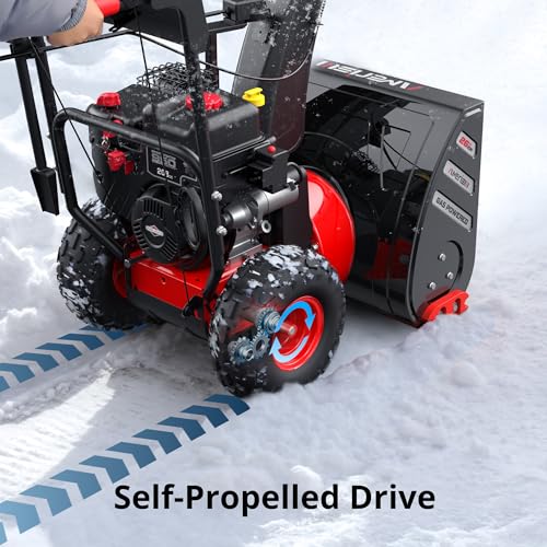 AMERISUN 26-Inch 2-Stage Gas Snow Blower with 212cc Engine, Self-Propelled Snow Thrower with 120V Electric & Recoil Start, Heavy-Duty 26" Clearing Width, 20" Intake Height, 180° Chute Rotation