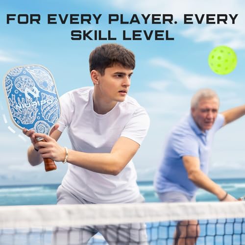 Pickleball Paddles, Lightweight Graphite Pickleball Paddle Set of 2, Pickleball Racket w/Polypropylene Honeycomb Core, Cushion 4.8In Grip and 4 Pickleballs for Beginners/Intermediate Players