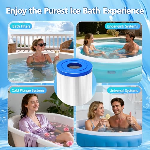 8 PACK 20 Micron 5" x 2.5" Water Filter Replacement Cartridge Compatible with Most Cold Plunge System, Ice Bath, Ice Pod, Water Chiller, Under-Sink Filters