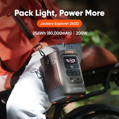 Jackery Portable Power Station Explorer 240D, 256Wh Backup Lithium Battery, with Car Charger Cable (DC8020)
