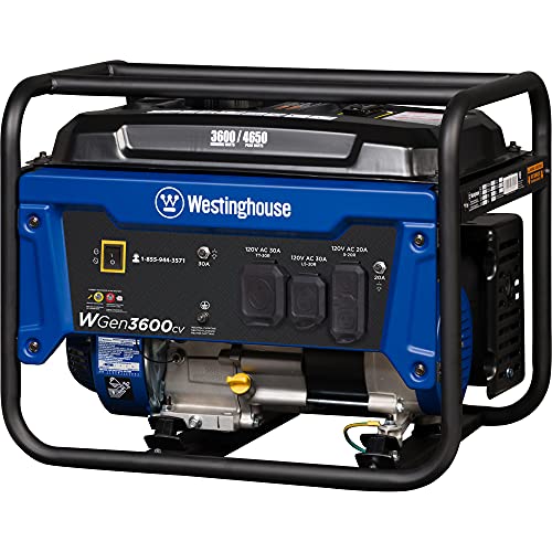 Westinghouse 4650 Peak Watt Portable Generator, RV Ready 30A Outlet, Gas Powered, CO Sensor