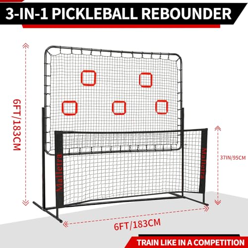 Pickleball Practice Rebounder Trainer for Solo Practice， Portable Pickleball Training Equipment with Adjustable Angles ， 2in1 Trainer Dink Master Board Net for Drills ，Improve Serving & Volley Skills
