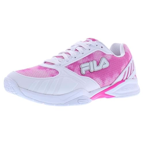 Fila Volley Zone Tie Dye Womens Pickleball Shoe Pink Glo/White/Metallic Silver (us_Footwear_Size_System, Adult, Women, Numeric, Medium, Numeric_6)