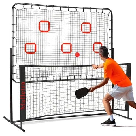 Pickleball Practice Rebounder Trainer for Solo Practice， Portable Pickleball Training Equipment with Adjustable Angles ， 2in1 Trainer Dink Master Board Net for Drills ，Improve Serving & Volley Skills