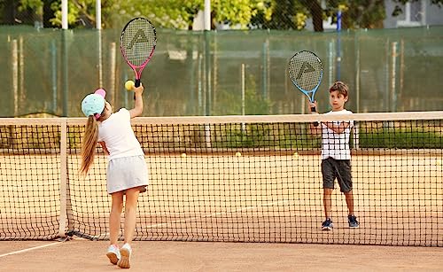 AMA SPORT Kids Tennis Racket for Junior Toddlers Starter Kit 17-25" for Girl Pink and Boy Blue with 420D Nylon Shoulder Strap Bag, Graffiti Blue 17"