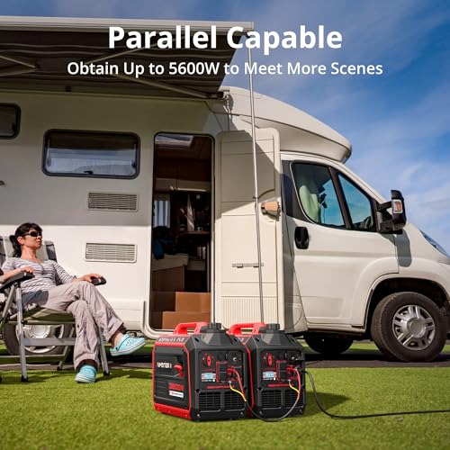 AMERISUN 3800W Gas Powered Portable Inverter Generator, Quiet Generator with CO Sensor ECO Mode, Parallel Capable Long Run Time EPA Compliant for Tailgating Home Camping Emergency Use Lightweight