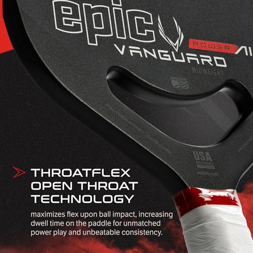 Selkirk Sport Vanguard Power Air Pickleball Paddles | Carbon Fiber Pickleball Paddle | 360 Proto Molding & Flexfoam Perimeter | Designed for Ultimate Power & Control | Epic | Black & Red