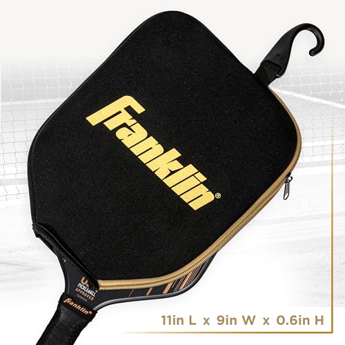 Franklin Sports Pickleball Paddle Cover - Black + Pink Case for Pickleball Paddles - Protective Racket Cover with Hook - Fits Standard Size Rackets -Black/Gold