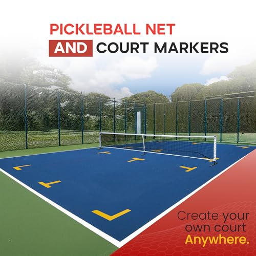 RAQSTACK - Pickleball Set of Portable Pickleball Net for Driveway & Court Marking Kit with Pickle Ball Bag - Easy Setup Outdoor & Indoor Pickle Ball Equipment for Recreational & Competitive Play
