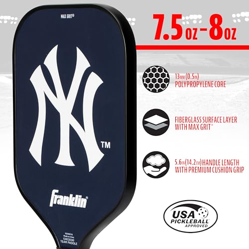 Franklin Sports MLB New York Yankees Pickleball Paddle - Official MLB Team Rackets - USAP (USAPA) Approved Premium Quality Pickleball Paddles - Authentic Team Logos + Colors