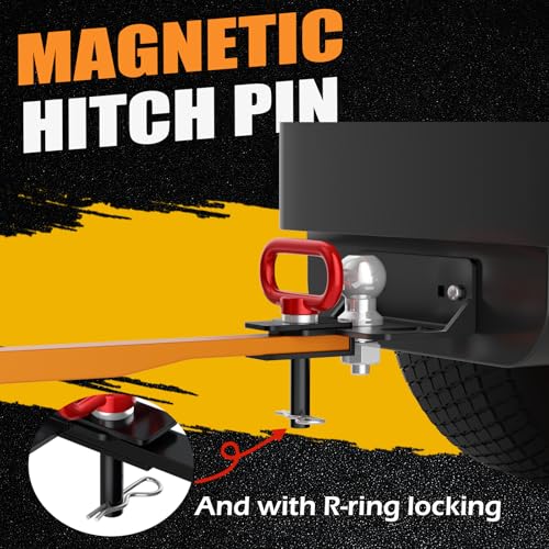 Upgraded Zero Turn Lawn Mower Hitch with 2" Hitch Ball & Hitch Pin, 6mm Thicker Heavy Duty Steel Bolt On Trailer Hitch, Compatible with Many Models Lawn Mower, Tractor, Trailer, Golf Cart, ATV Etc.