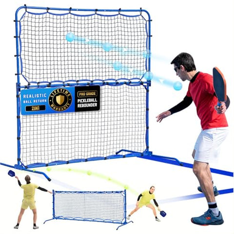 Pickleball Practice Rebounder Net for Dink Volley Solo Training Equipment Aid, 2in1 Mini Pickle Ball Net Portable Trainer for Outdoor Driveway Backyard and Indoor Garage, Easy Setup & Storage