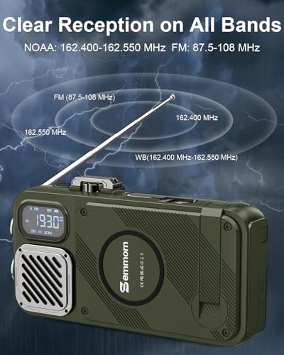 Emergency Radio&22000mAh Solar Power Bank, FM NOAA Weather Radio, Portable Hand Crank Bluetooth Radio, 20W Fast Charge Wireless Phone Charger, SOS Flashlight for Emergency/Home