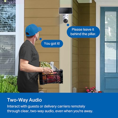 Tapo TP-Link SolarCam C402 Kit, Outdoor Battery Camera w/Solar Panel Base, Wireless, 1080P, Free Person Detection, SD/Cloud Storage, Color Night Vision, No Hub Needed, Works w/Alexa