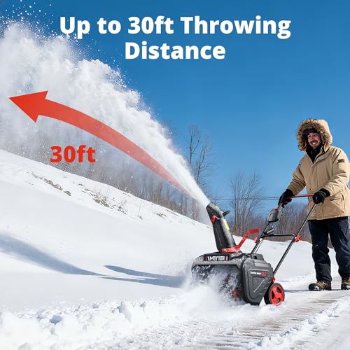 AMERISUN 21" Corded Snow Blower with LED Light, Electric Snow Blower with 15 Amp Motor, 2100 RPM, 30 ft Throwing Distance
