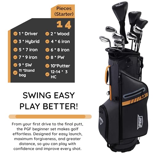 PGF Labs Men's Black Diamond BD-77 Complete Golf Club Package Set [14-Pieces][Flex: Regular] [Hand: Right] [Length: Standard]
