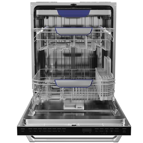 Empava 24 Inch Built-in Dishwasher, Stainless Steel Tub, 15 Place Settings, 8 Wash Cycles, 3 Racks, Dual-Dry System, Top Control, 45 dB Ultra Quiet, Energy Star & UL Certified