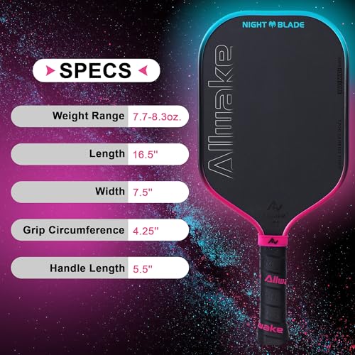 ALLWAKE Pickleball Paddles - Carbon Fiber Paddle with Advanced Foam Core Pickleball Rackets - Lightweight Precision & Enhanced Shock Absorption for High Spin & Powerful Shots