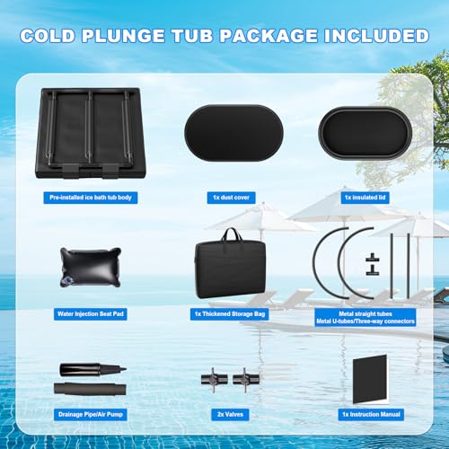 Ice Bath Chiller & Cold Plunge Tub Kit, 1/3HP Cold Plunge Chiller with Built-in Pump & Filter, 148Gal Insulated Ice Bath Tub for Cold Therapy, Recovery, Muscle Relaxation & Wellness at Home