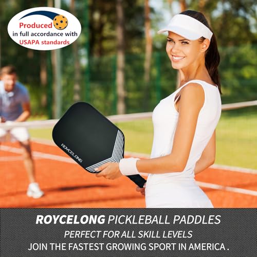 Pickleball Paddles Pickleball Rackets T700 Carbon Fiber Frosted Textured Surface 16mm Core for Beginners to Advanced Players Portable Bag USAPA Compliant Pickle Ball Paddle (Black, 1 Pack)