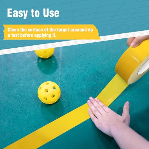 HolderProf Outdoor Pickleball Court Tape, 2in x 230FT - Sports Floor Marking Tape, 2in x 77yd - Pickleball Court Marking Kit| Multipurpose| Ultra Durable & Versatile (Yellow)