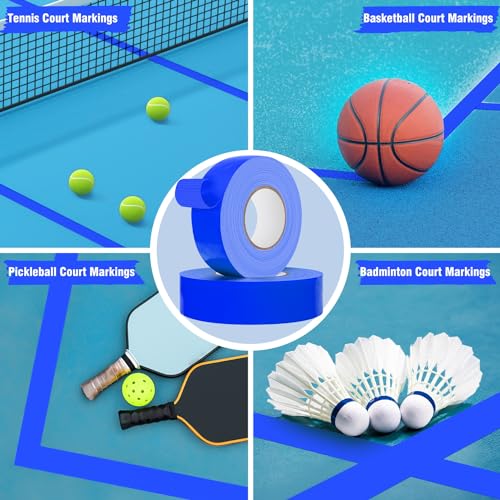 HolderProf 2 in x 77 yd Pickleball Court Tape, 230 Feet Long Pickleball Court Marking Kit - Multipurpose Pickleball Tape for Games Activities Court Blue