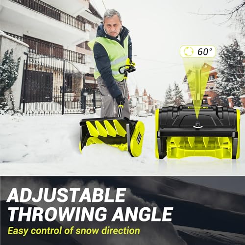Litekon 40V Brushless Cordless Snow Shovel, 13-Inch Electric Snow Blower with 2X 4.0Ah Batteries & Charger, Battery-Powered Snow Removal with 16.5FT Throw Distance for Patio, Deck, Driveway,Green