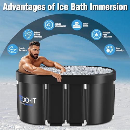 Tomaje Upgrade 129 Gal XL Large Oval Ice Bath Tub for Athletes, Collapsible Cold Plunge Tub-Multiple Layered for Post-Exercise Recovery, Portable Bathtub for Home, Gyms, Indoor, Outdoor use
