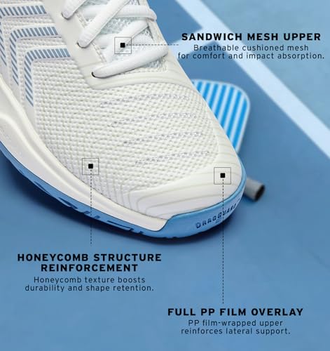 K-Swiss Women's Ultrashot Light Pickleball Tennis Shoe - Lightweight Court Shoes Lateral Movement Stable Support, White/Blue/Multi 7 M