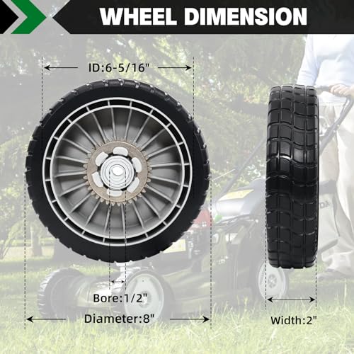CheeMuii 4 Pack HRR216 Lawn Mower Drive Wheels 2 Rear Wheels 42710-VE2-M02ZE and 2 Front Wheels 44710-VL0-L02ZB Replace for Honda HRR216 HRS216 HRT216 Lawn Mower