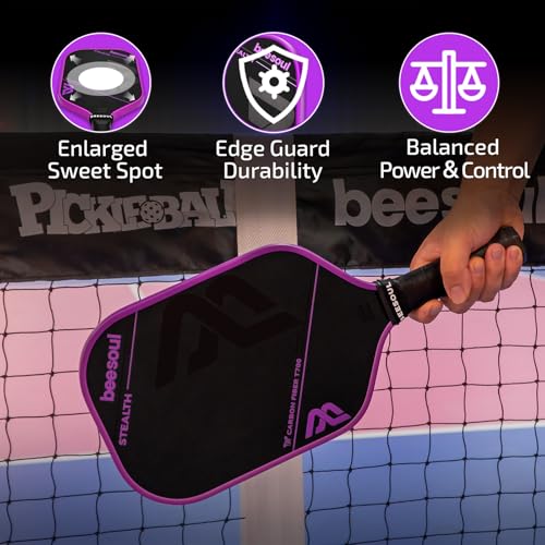 Beesoul Pickleball Paddle, T700 Carbon Fiber Thermoformed Pickle Ball Paddles for Max Spin, Power & Control, 16mm Power Honeycomb Core, Enlarged Sweet Spot, Comfort Grip for All Skill Levels