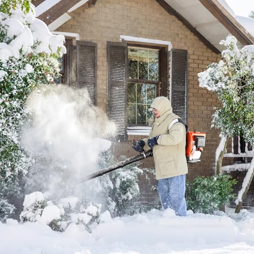 Baotree 80CC Gas Backpack Leaf Blower, 800 CFM 200 MPH Professional Commercial Grade Handheld Blower with Variable Speed, Easy Start Engine for Yard Waste, Lawn Debris, Leaves