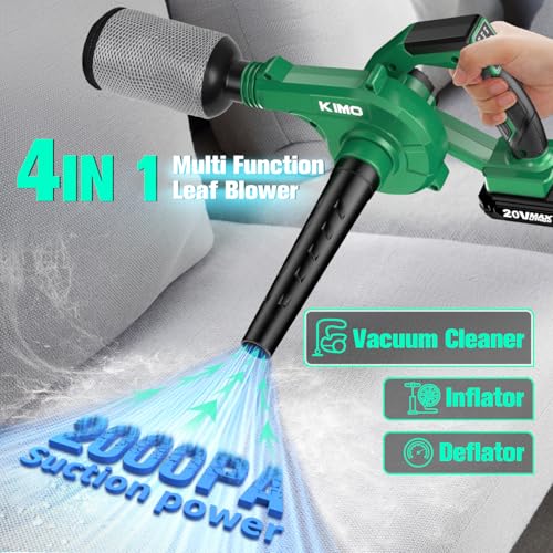 KIMO Weed Wacker and Blower Combo with 2 x 2.0Ah Battery & Charger, 12 Inch Electric Weed Eater w/6pcs Line Spools, 4-in-1 Leaf Blower Cordless w/Vacuum, 3 Nozzles & 20" Extended Tube for Yard, Garden