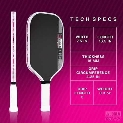 JOOLA Tyson McGuffin Magnus Pro IV 16mm Pickleball Paddle - Elongated Shape for Power & Reach - Propulsion Core Increases Spin & Control - UPA-A Certified - NFC Chip Enabled.