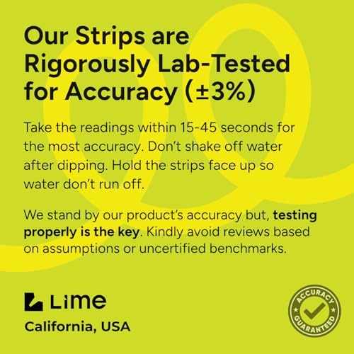 LIME POOL 162 Pcs 7-Way Hot Tub, Spa & Pool Test Strips - Accurate Readings in 15 Seconds