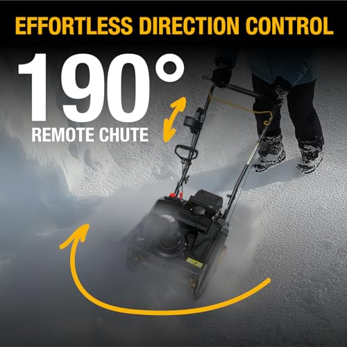 Poulan Pro Snow Blower Gas Powered, Single Stage 18 Inch Gas Snow Thrower with Electric Start, 190° Remote Chute Control, Steel-Reinforced Rubber Auger, Compact, Lightweight Design