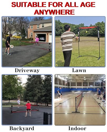 10FT Mini Pickleball Net, 4FT Adjustable Height Dink Training Rebounder Net with Paddles Set of 2, Pickleballs and Carry Bag for Outdoor Indoor Driveway Game, Easy Setup
