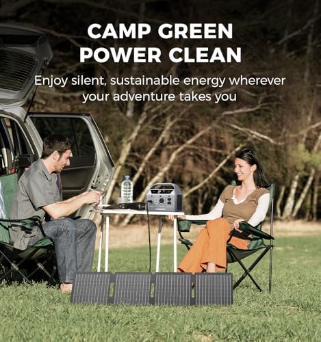 UDPOWER C400 Portable Power Station with 40W Solar Panel,256Wh LiFePO4 Battery Backup,400W AC Output (800W Surge),Solar Generator for Camping,RV,Emergency Power