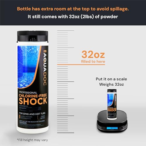 Aquadoc Non-Chlorine Spa Shock for Hot Tub - 32oz (2 Pack) - Chlorine Free Treatment & Enhanced Shock to Assist Bromine - Made in USA